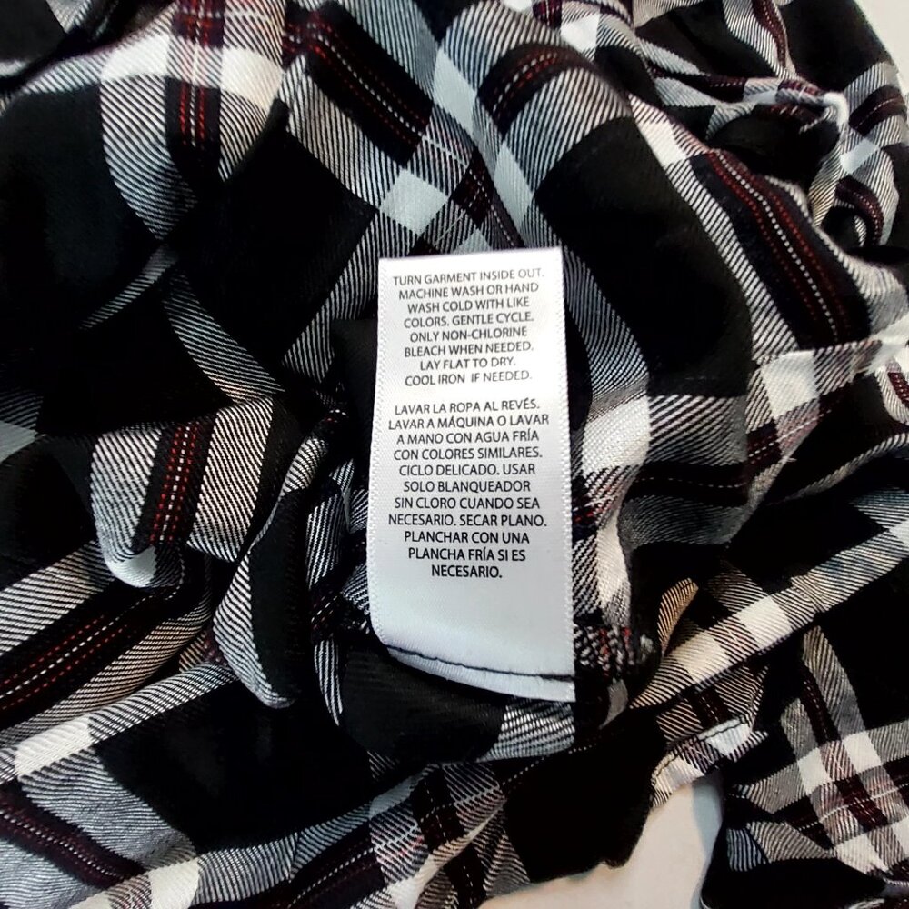 Zac & Rachel Womens Size 2X Black/White Plaid V-Neck Tie-Front Blouse 100% Rayon - Picture 11 of 12